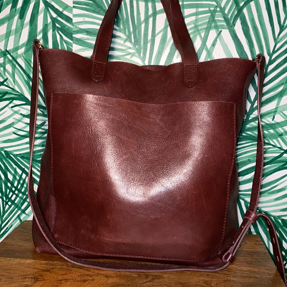 Madewell Transport Dark Brown Leather Tote Bag - Picture 2 of 13